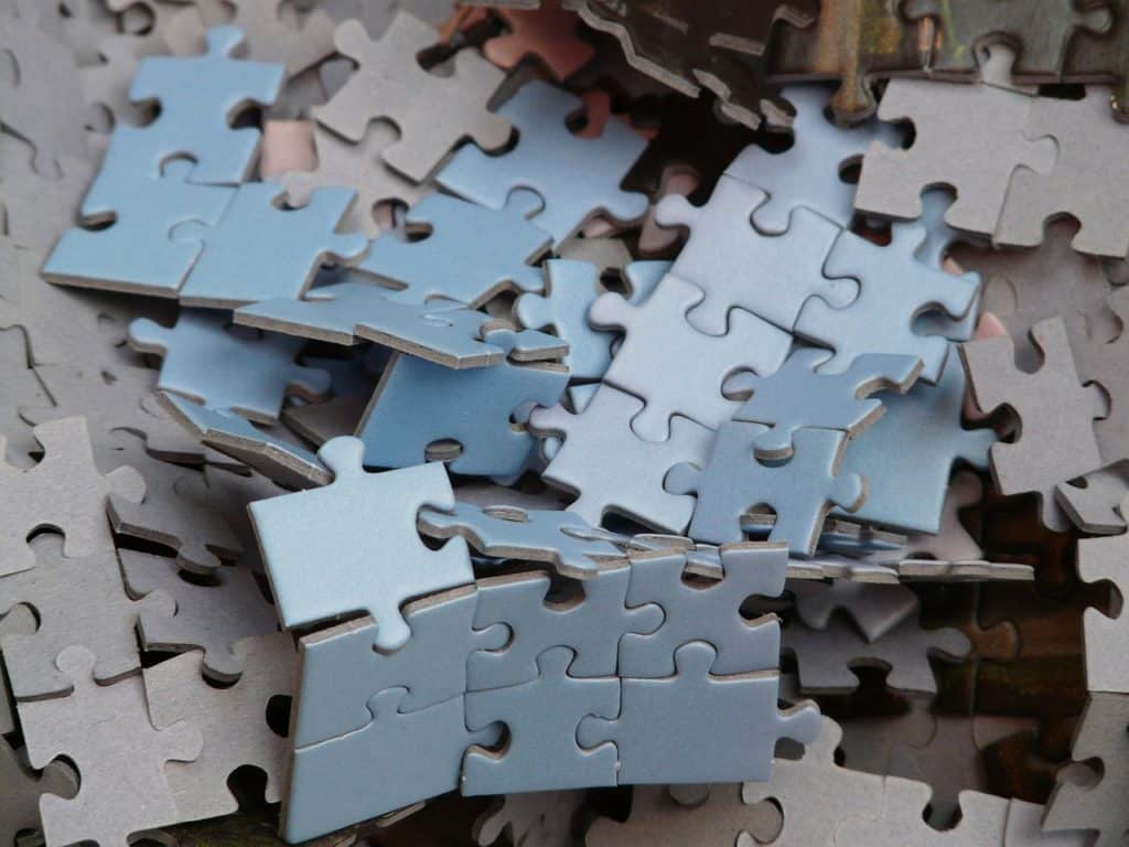 puzzle, unfinished, mess
