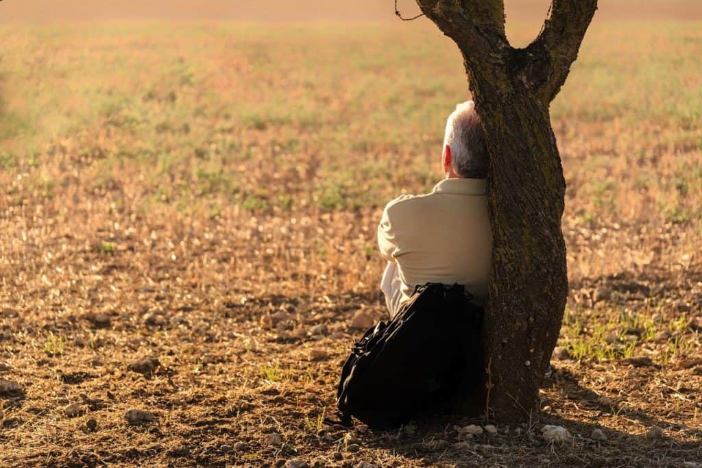man, solitude, tree